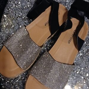 Forever 21 Black and Silver Women's Sandals